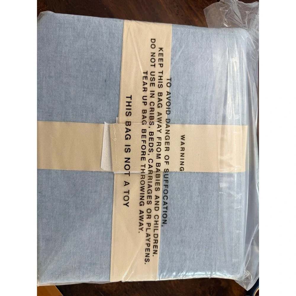 Threshold Duvet Cover Set King Blue Cotton Linen Chambray 3pc NWT